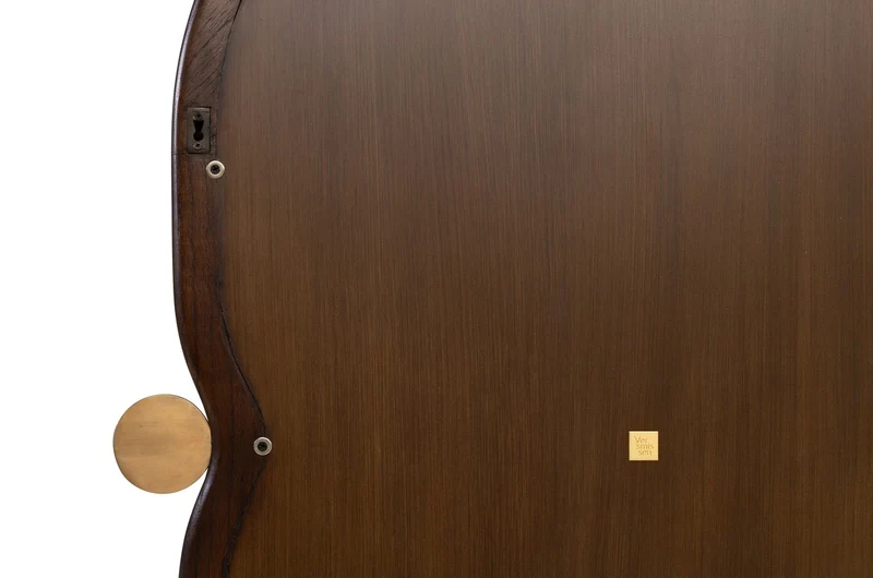 Casa Padrino Luxus Wandspiegel Braun / Gold 73,5 x 3 x H. 105 cm - Großer Wandspiegel Touma XL mit Rahmen aus Mindi-Holz und Messing - Luxus Deko Accessoires