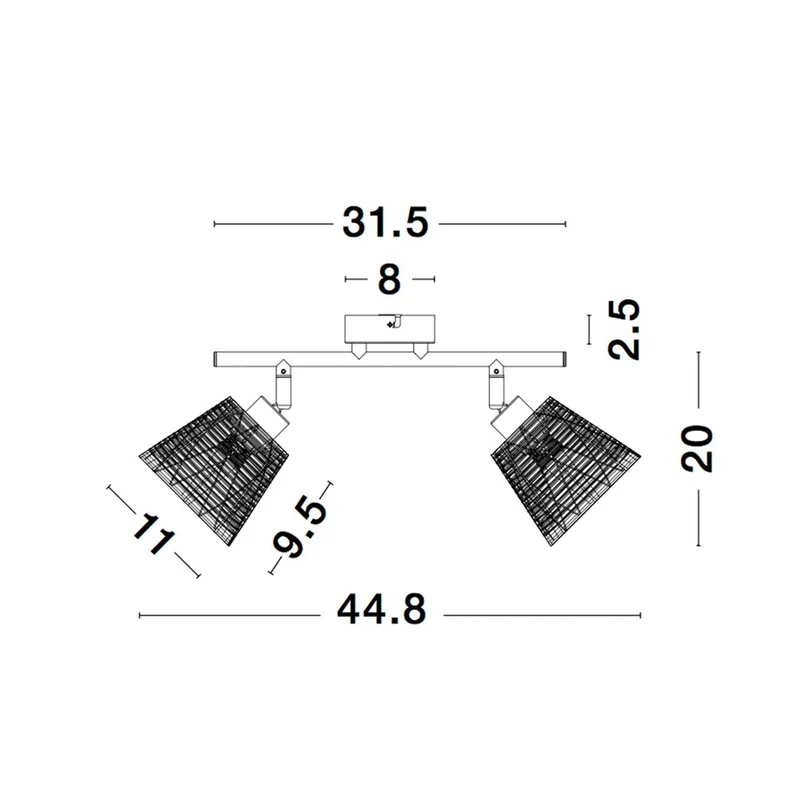 Nova Luce Sion Deckenspot 2-flammig Metall Stoff