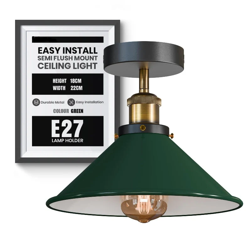 All Seasons Life Industrie Deckenlampe Vintage Metall-Schirm E27 ~3733