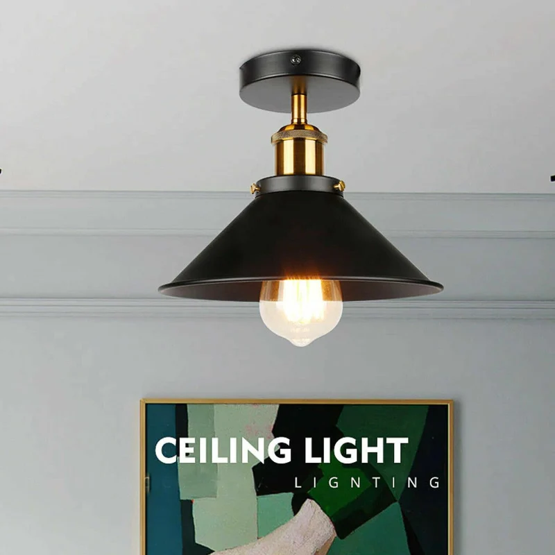 All Seasons Life Industrie Deckenlampe Vintage Metall-Schirm E27 ~3733
