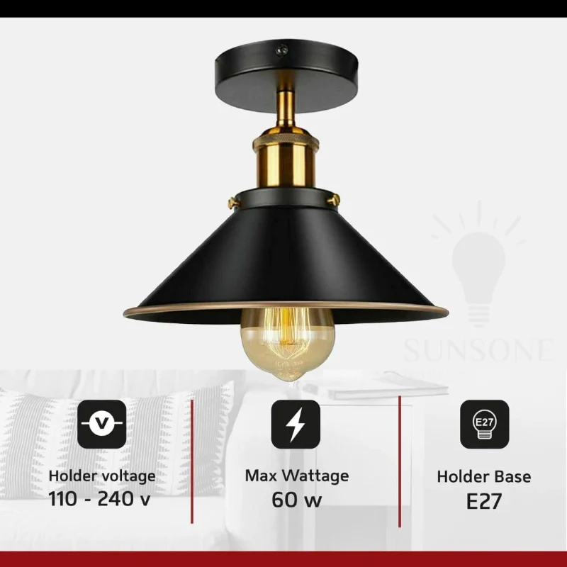 All Seasons Life Industrie Deckenlampe Vintage Metall-Schirm E27 ~3733
