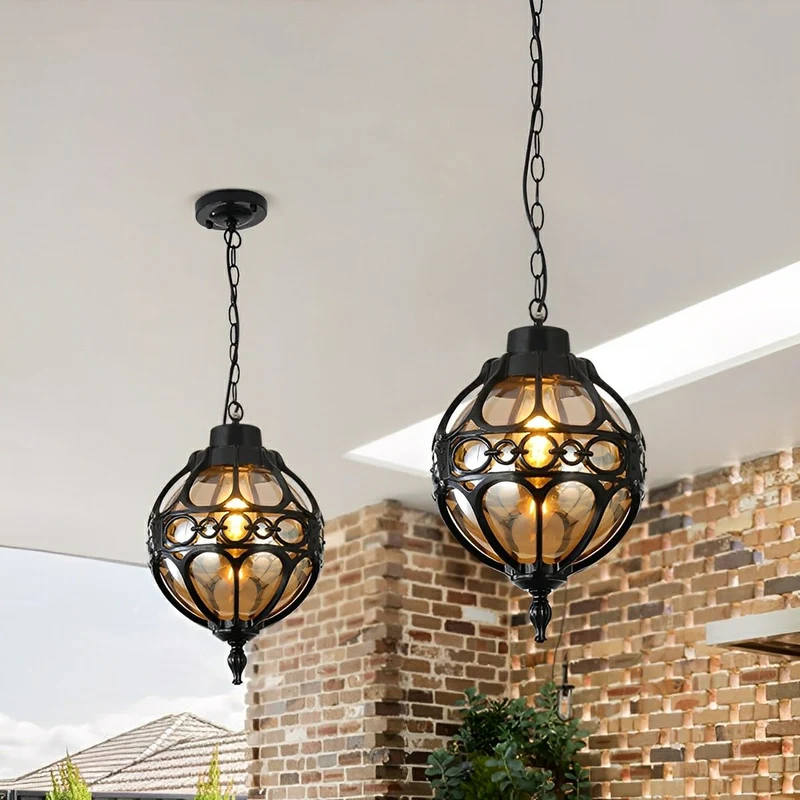 Hanglamp Bol Glazen Bol Buiten Waterdicht Aluminium IP54 voor Tuin Terras Veranda Balkon Modern Design | Sansoti