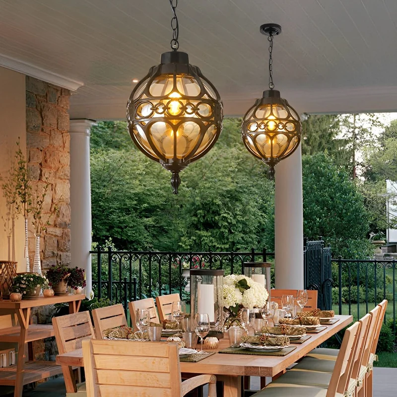 Hanglamp Bol Glazen Bol Buiten Waterdicht Aluminium IP54 voor Tuin Terras Veranda Balkon Modern Design | Sansoti