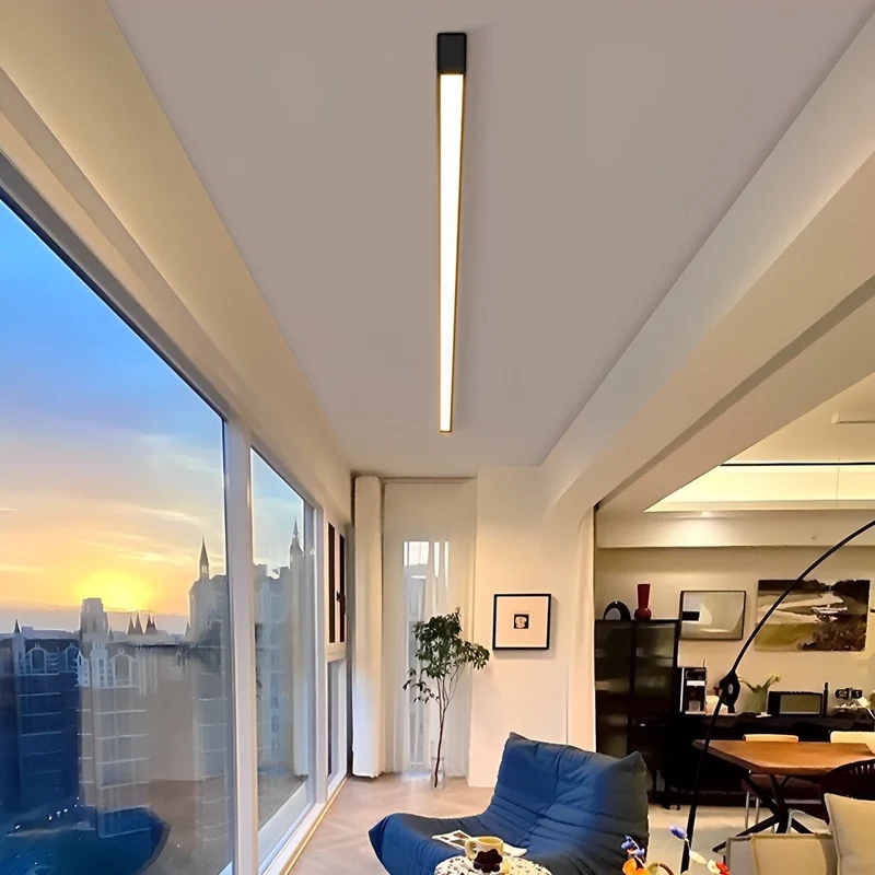 LED Plafondlamp Streep Dimbaar met Afstandsbediening Zwart Wit Aluminium Woonkamer Slaapkamer Modern | Sansoti