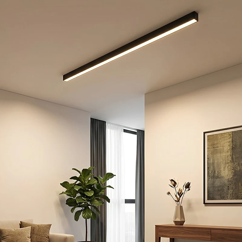 LED Plafondlamp Streep Dimbaar met Afstandsbediening Zwart Wit Aluminium Woonkamer Slaapkamer Modern | Sansoti