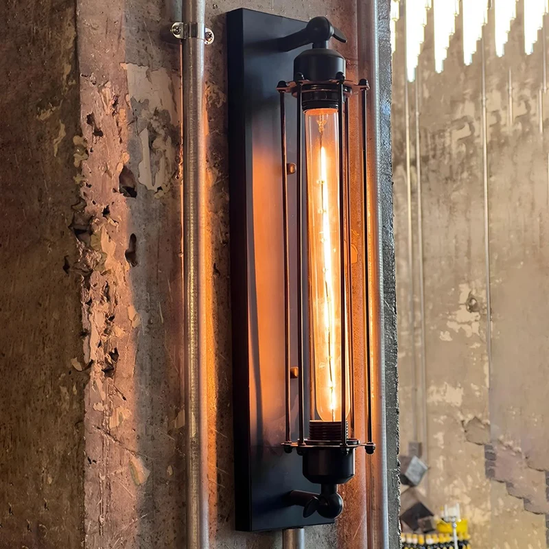 Industriële Wandlamp Ijzer & Glas Warm Wit LED Vintage Stijl Hardwired Retro Look Wandverlichting Woonkamer | Sansoti