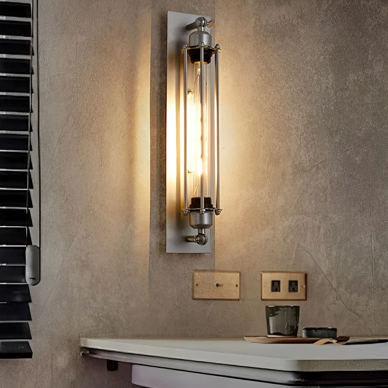 Industriële Wandlamp Ijzer & Glas Warm Wit LED Vintage Stijl Hardwired Retro Look Wandverlichting Woonkamer | Sansoti