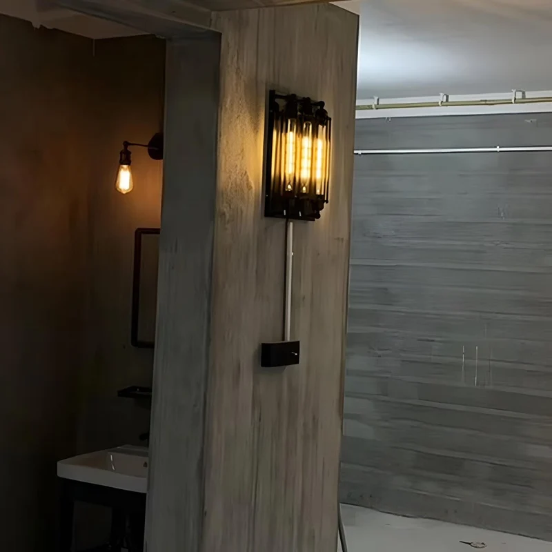 Industriële Wandlamp Ijzer & Glas Warm Wit LED Vintage Stijl Hardwired Retro Look Wandverlichting Woonkamer | Sansoti