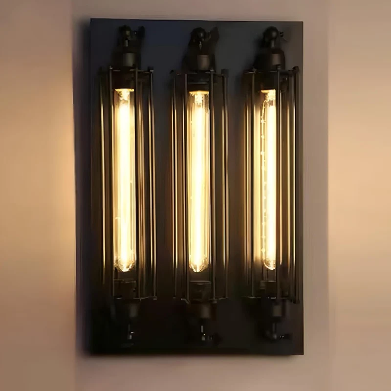 Industriële Wandlamp Ijzer & Glas Warm Wit LED Vintage Stijl Hardwired Retro Look Wandverlichting Woonkamer | Sansoti
