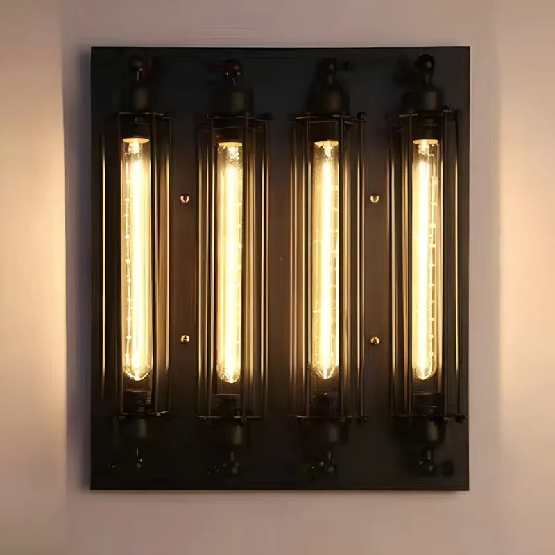 Industriële Wandlamp Ijzer & Glas Warm Wit LED Vintage Stijl Hardwired Retro Look Wandverlichting Woonkamer | Sansoti