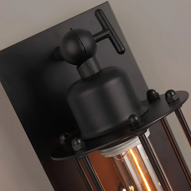 Industriële Wandlamp Ijzer & Glas Warm Wit LED Vintage Stijl Hardwired Retro Look Wandverlichting Woonkamer | Sansoti