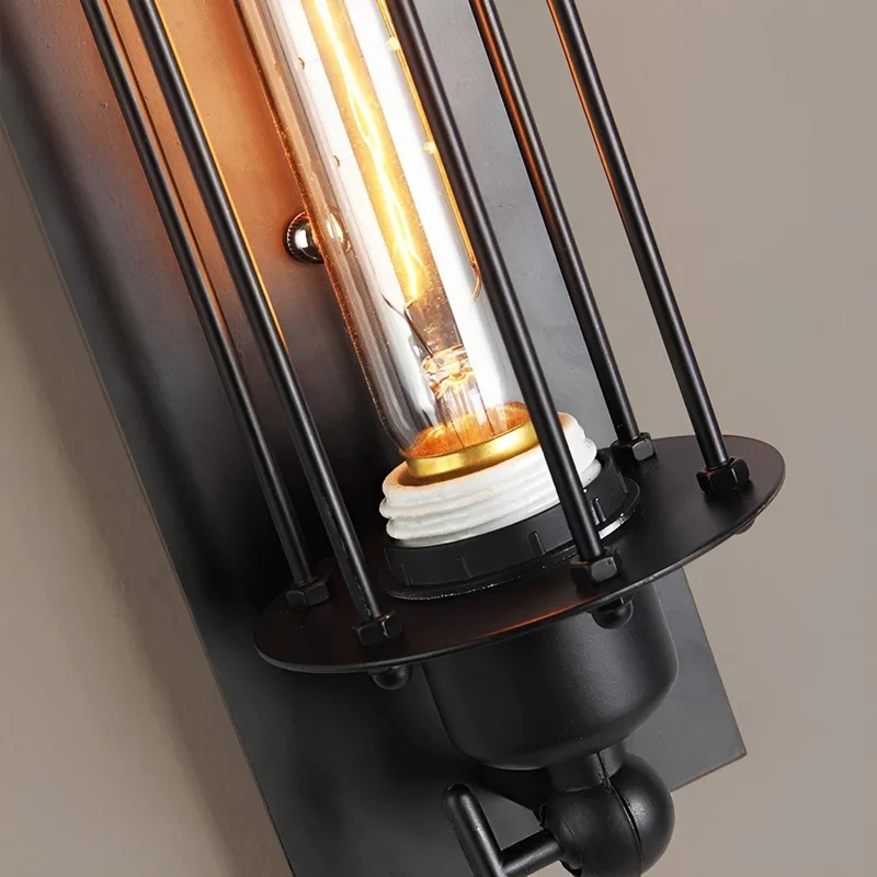 Industriële Wandlamp Ijzer & Glas Warm Wit LED Vintage Stijl Hardwired Retro Look Wandverlichting Woonkamer | Sansoti