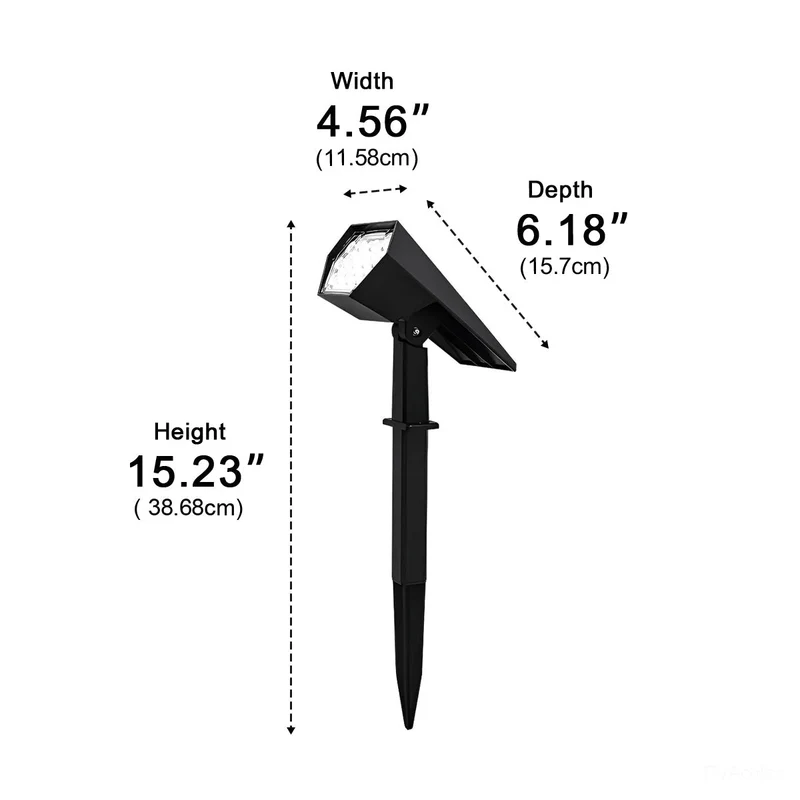 Verstelbare Solar LED Tuinspot Waterdicht IP68 Zwart Buitenverlichting Boomspot Grondspot Tuin Accent | Sansoti