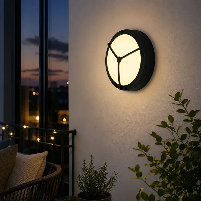 LED Wandlamp Buiten Rond Waterdicht IP56 Aluminium Minimalistisch Zwart Wit voor Veranda Tuin Terras | Sansoti