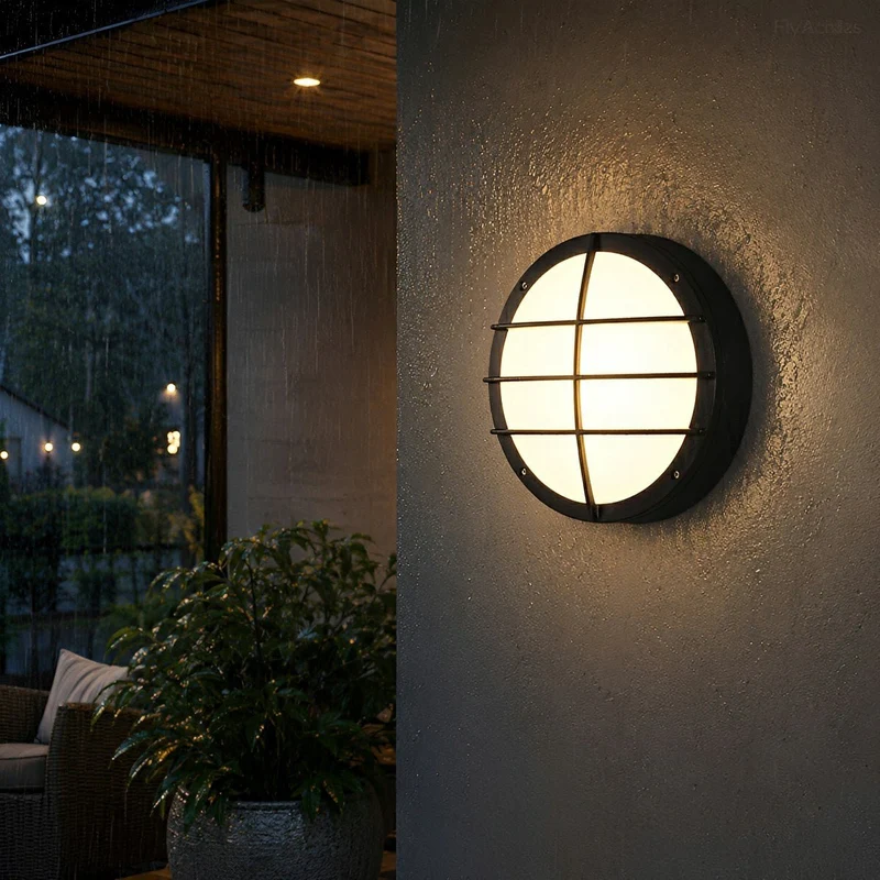 LED Wandlamp Buiten Rond Waterdicht IP56 Aluminium Minimalistisch Zwart Wit voor Veranda Tuin Terras | Sansoti