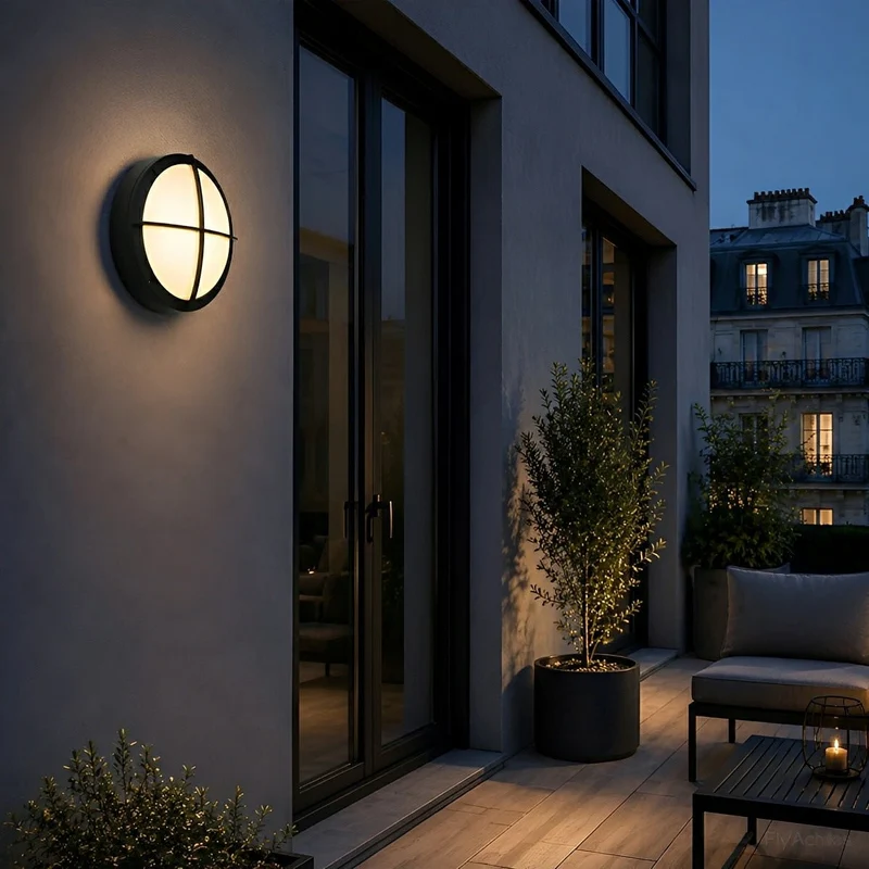 LED Wandlamp Buiten Rond Waterdicht IP56 Aluminium Minimalistisch Zwart Wit voor Veranda Tuin Terras | Sansoti