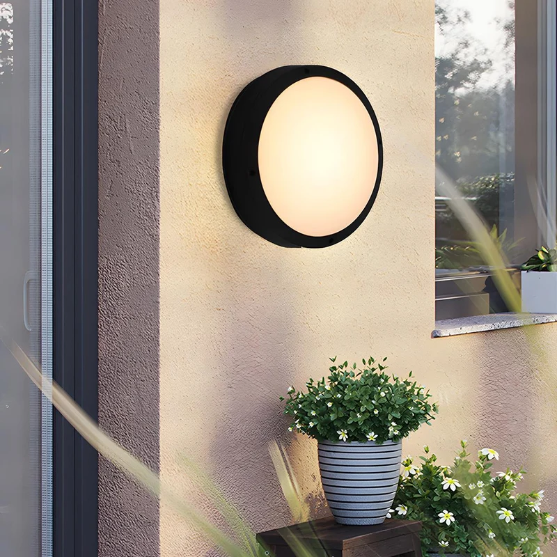 LED Wandlamp Buiten Rond Waterdicht IP56 Aluminium Minimalistisch Zwart Wit voor Veranda Tuin Terras | Sansoti