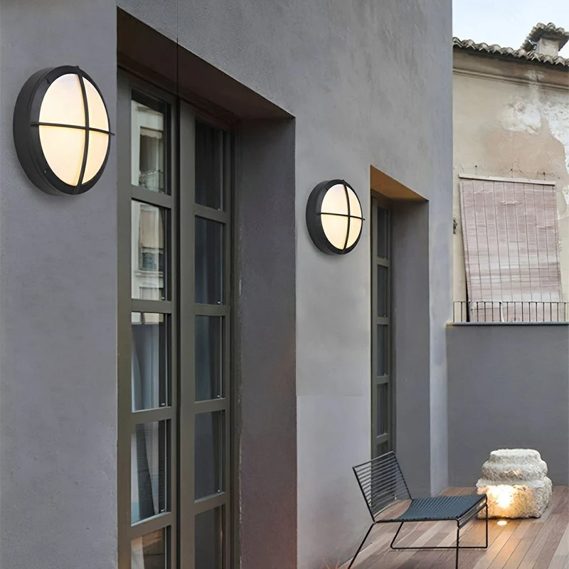 LED Wandlamp Buiten Rond Waterdicht IP56 Aluminium Minimalistisch Zwart Wit voor Veranda Tuin Terras | Sansoti