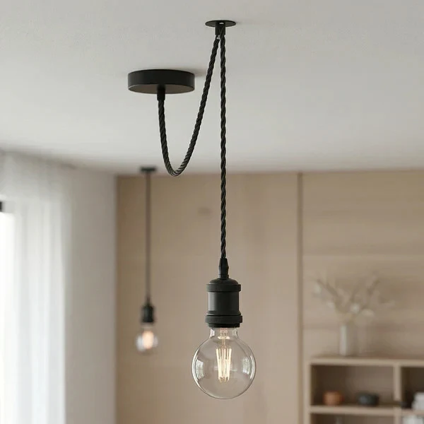 Pendelleuchte Verdrilltes Kabel mit Lampenfassung ~3813