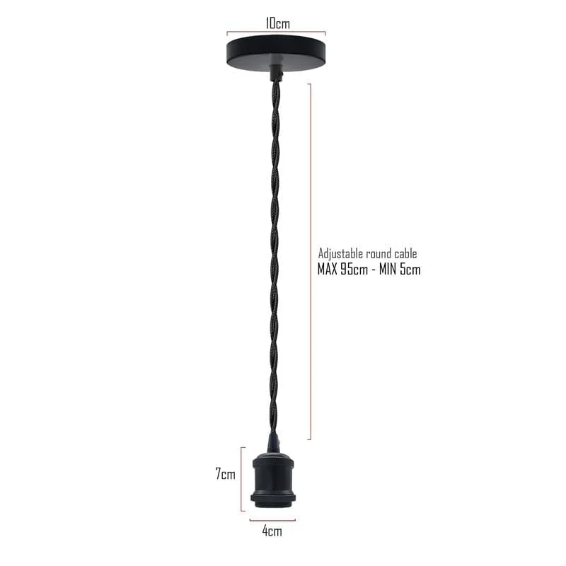 Verdrilltes Kabel mit Lampenfassung E27 ~3812