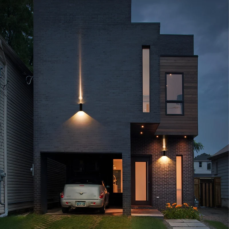 Buitenwandlamp LED Up Down Zwart IP65 Waterdicht Gevel Terras Veranda Tuinverlichting Buitenverlichting | Sansoti