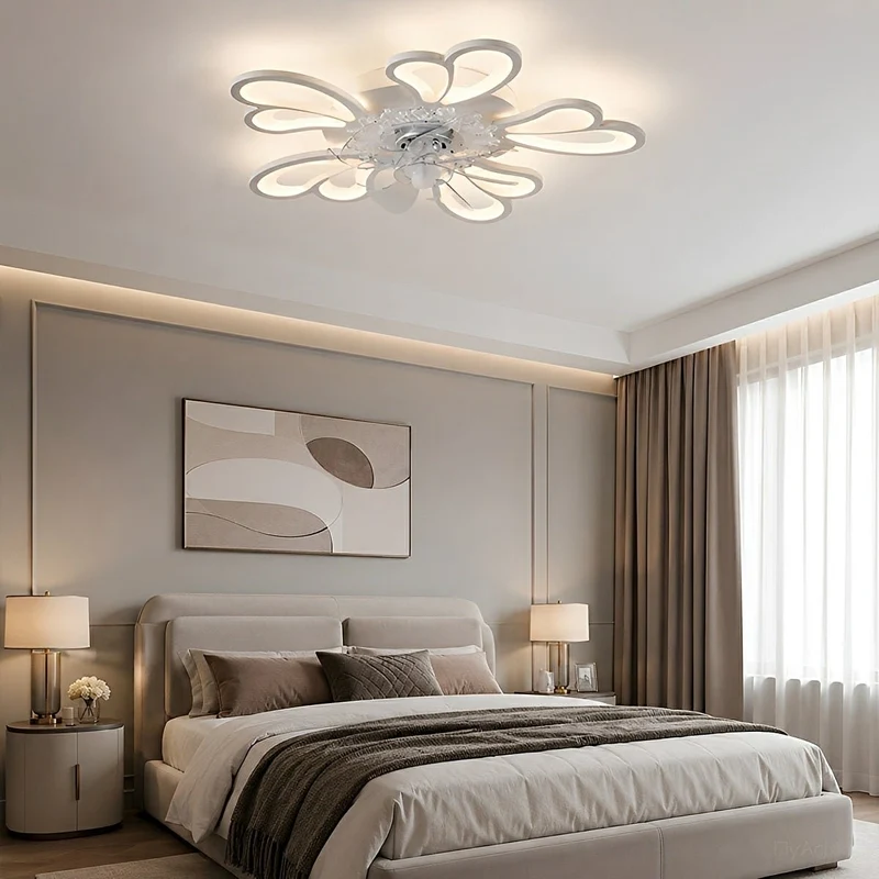 Plafondventilator met Verlichting & Afstandsbediening Dimbaar 3 Lichtstanden Fluistermotor 79cm voor Slaapkamer | Sansoti