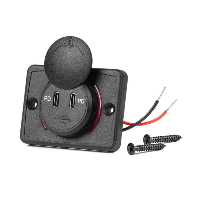 Unterputz-Ladegerät mit zwei Anschlüssen, 12/24 V, Typ USB-C