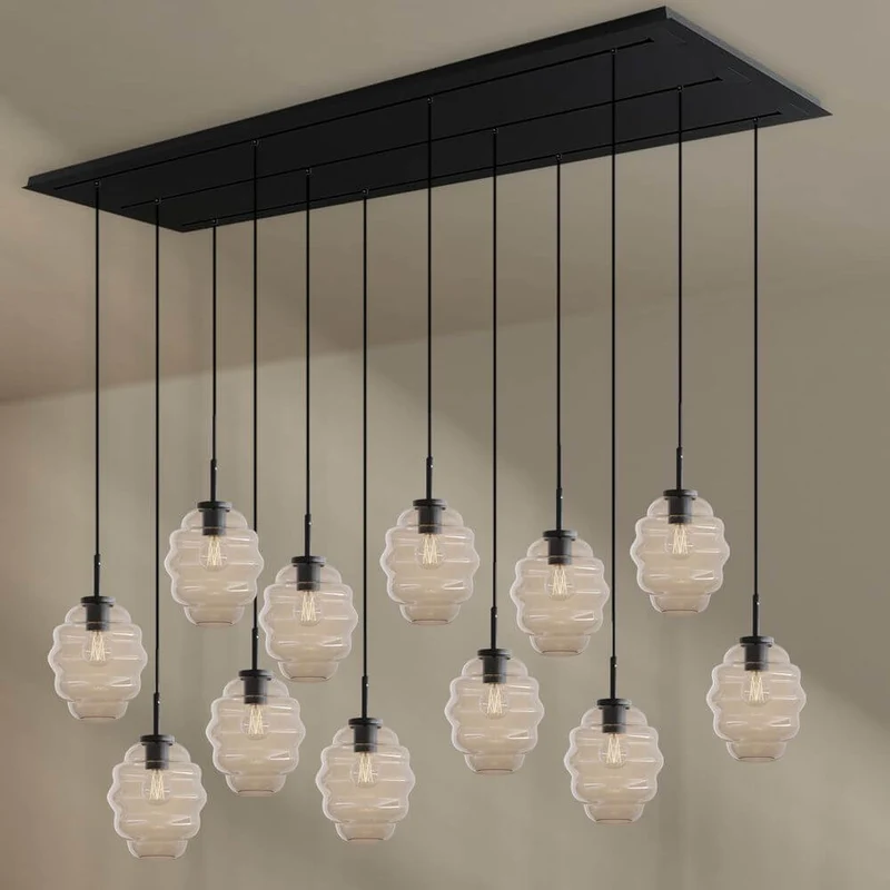 s.luce Echos Esszimmerlampe 12-flammig 200cm 3-reihig Ø 18cm