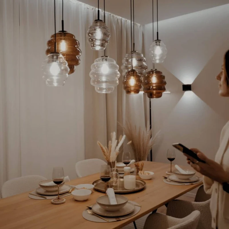 s.luce Echos Esszimmerlampe 12-flammig 200cm 3-reihig Ø 18cm