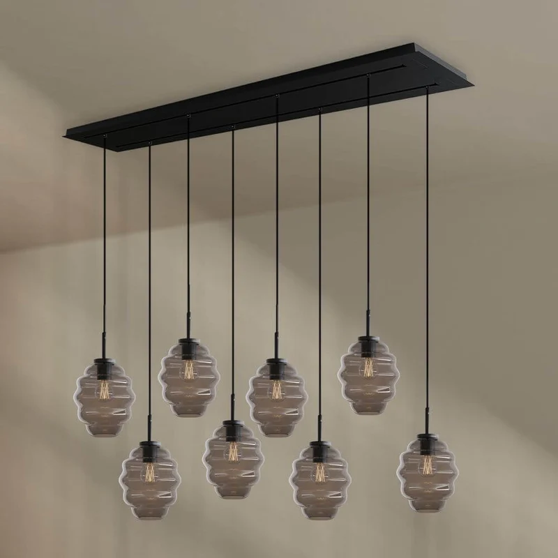 s.luce Echos Esstischlampe 8-flammig 160cm 2-reihig Ø 18cm
