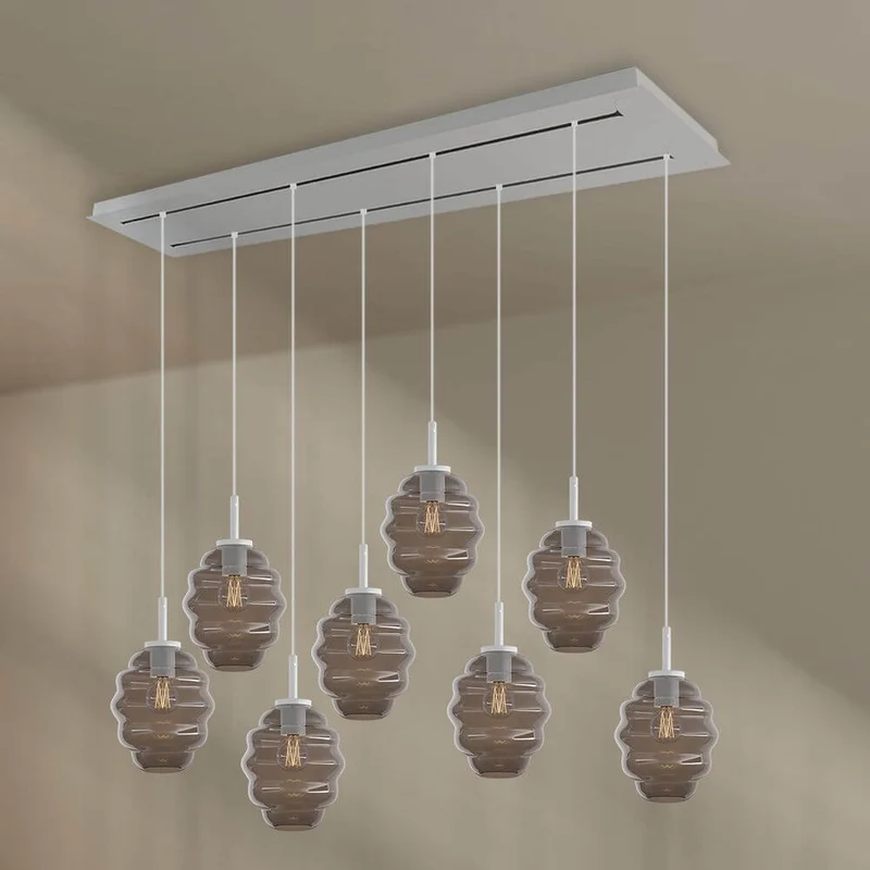 s.luce Echos Esstischlampe 8-flammig 160cm 2-reihig Ø 18cm