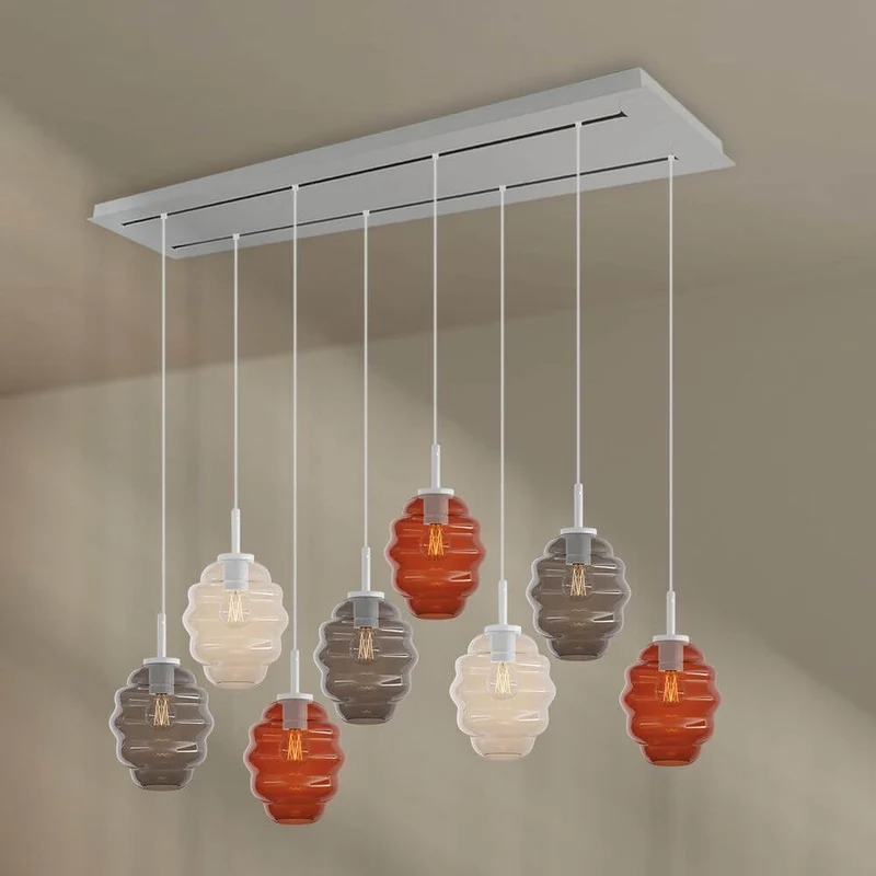 s.luce Echos Esstischlampe 8-flammig 160cm 2-reihig Ø 18cm