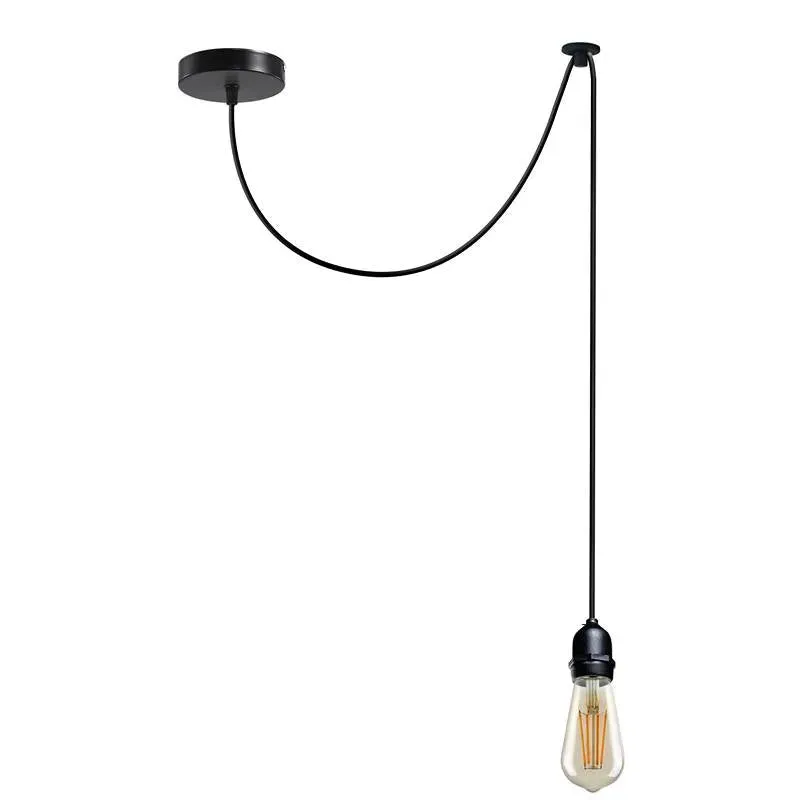 E27 Pendelleuchte IP44 Lampenfassung Schwarz Metall 2 m PVC-Kabel~3886