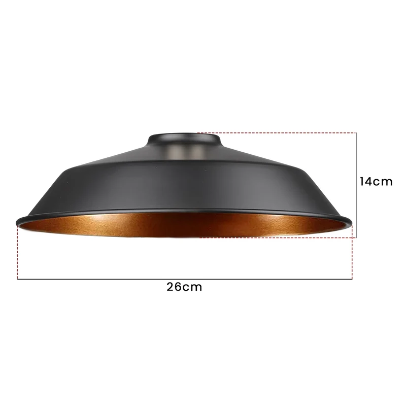 Industrie lampenschirm Set Schwarz Gold E27 | Metall Ersatzschirme einzeln ~3858