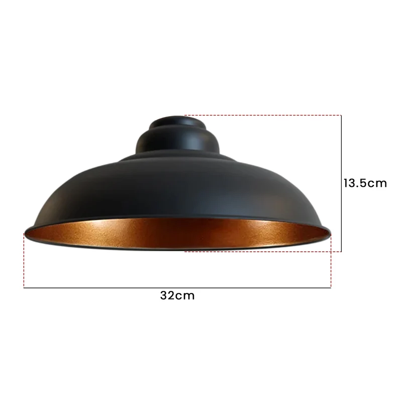 Industrie lampenschirm Set Schwarz Gold E27 | Metall Ersatzschirme einzeln ~3858
