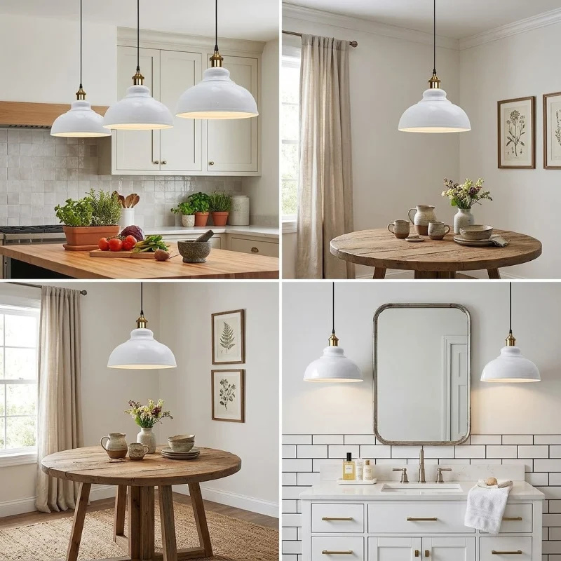All Seasons Life Retro Pendelleuchte Weiß Ø29cm Vintage Hängelampe ~3863