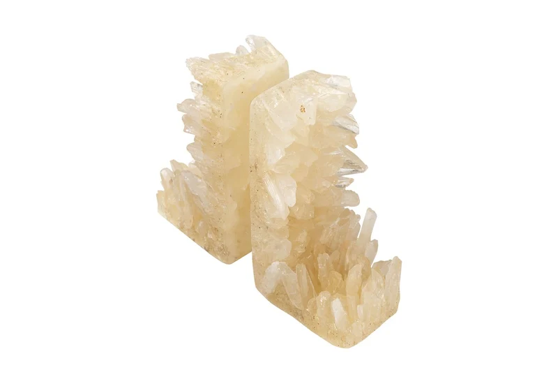 Casa Padrino Luxus Buchstützen 2er Set 24 x 8 x H. 20 cm - Buchstützen Out aus echtem Naturquarz und Kunstharz - Luxus Deko Accessoires