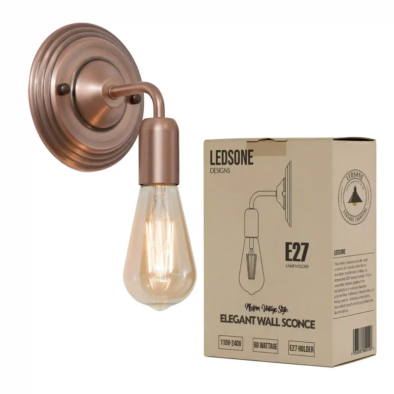 Industrielle Wandleuchte Innen E27 Fassung Retro Metall~3431