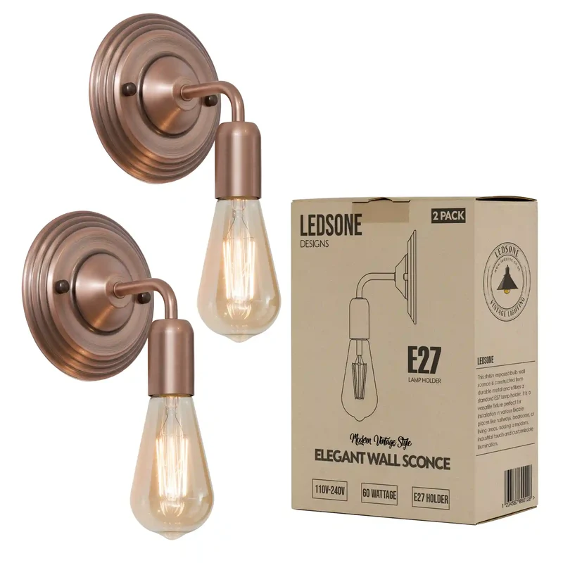 Industrielle Wandleuchte Innen E27 Fassung Retro Metall~3431