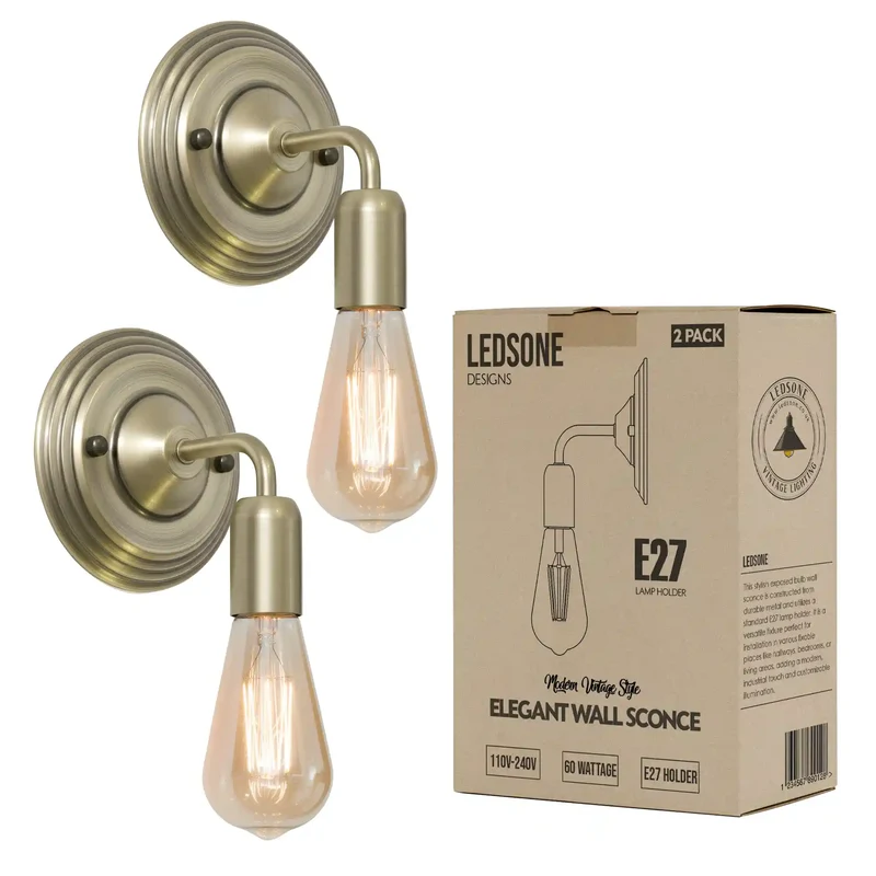 Industrielle Wandleuchte Innen E27 Fassung Retro Metall~3431
