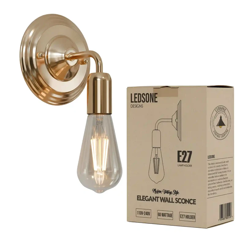 Industrielle Wandleuchte Innen E27 Fassung Retro Metall~3431