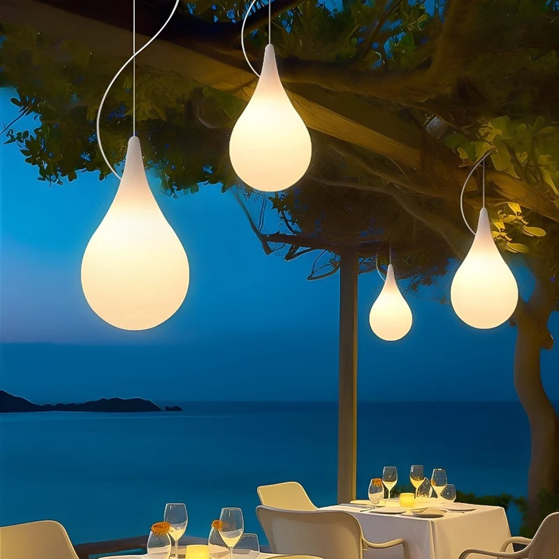 Hanglamp Druppelvorm LED Waterdicht IP65 Buiten Tuin Terras Modern Design Verlichting Wit Plastic Sfeer | Sansoti