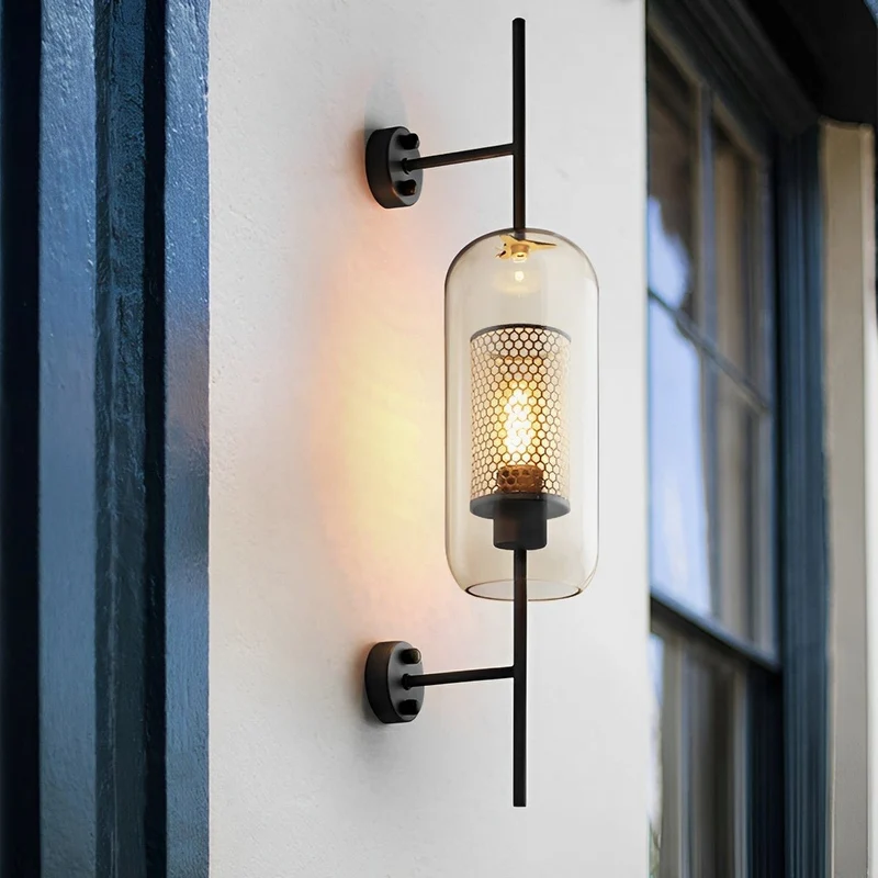 Industriële Wandlamp met Glazen Cilinderkap en LED-Verlichting voor Gang Woonkamer en Slaapkamer Interieur | Sansoti