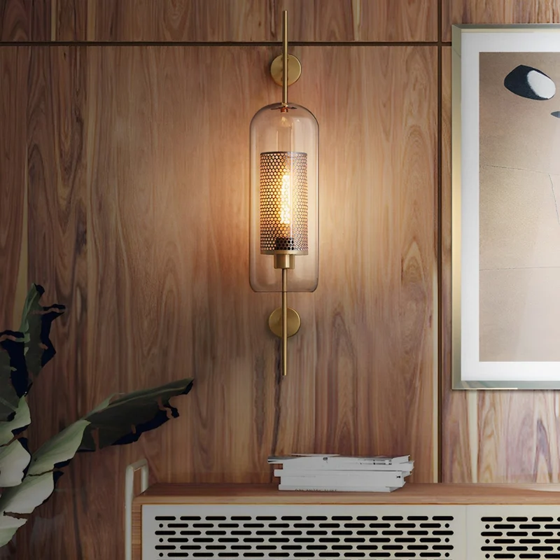 Industriële Wandlamp met Glazen Cilinderkap en LED-Verlichting voor Gang Woonkamer en Slaapkamer Interieur | Sansoti