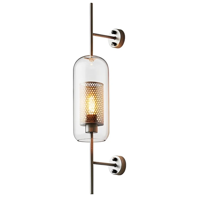 Industriële Wandlamp met Glazen Cilinderkap en LED-Verlichting voor Gang Woonkamer en Slaapkamer Interieur | Sansoti