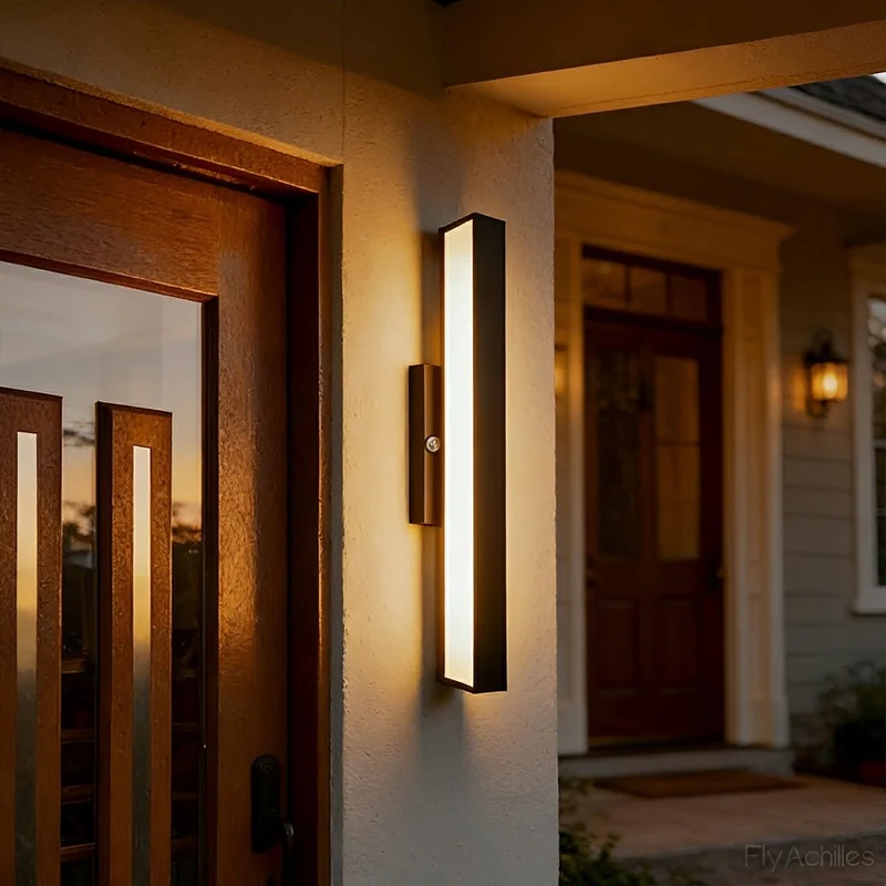 Rechthoekige Buitenwandlamp Zwart met Bewegingssensor IP65 Waterdicht LED Verlichting voor Gevel Tuinpad Entree | Sansoti