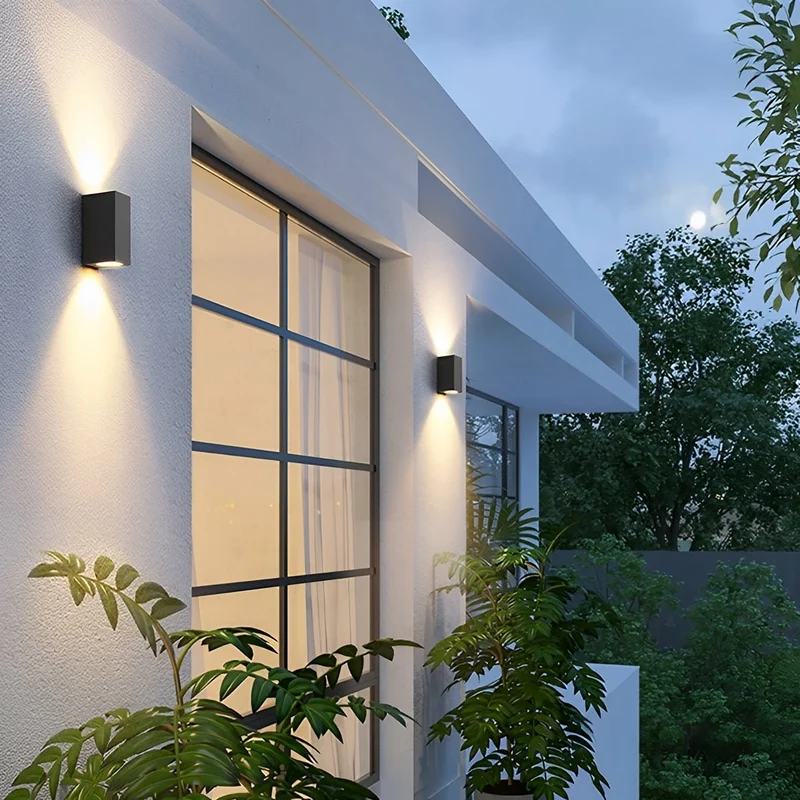 Buiten Wandlamp Dubbel Licht Aluminium Zwart Waterdicht IP54 LED Tuinverlichting voor Gevel en Architectuur | Sansoti