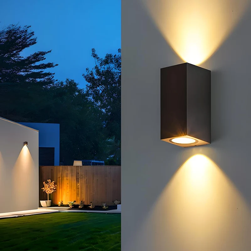 Buiten Wandlamp Dubbel Licht Aluminium Zwart Waterdicht IP54 LED Tuinverlichting voor Gevel en Architectuur | Sansoti