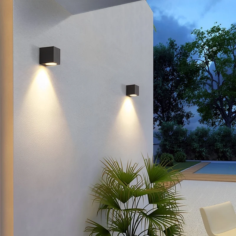 Buiten Wandlamp Dubbel Licht Aluminium Zwart Waterdicht IP54 LED Tuinverlichting voor Gevel en Architectuur | Sansoti