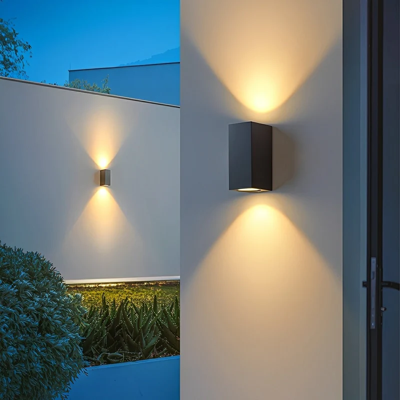 Buiten Wandlamp Dubbel Licht Aluminium Zwart Waterdicht IP54 LED Tuinverlichting voor Gevel en Architectuur | Sansoti